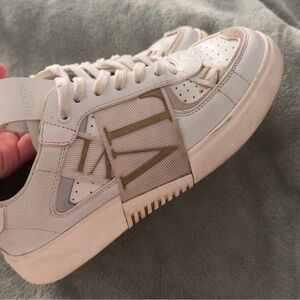 Valentino Cream and Tan Sneakers